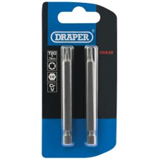 Draper Tx-star® Insert Bit, 1/4" Hex, 75mm Long, T20 (Pack Of 2)