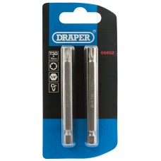 Draper Tx-star® Insert Bit, 1/4" Hex, 75mm Long, T30 (Pack Of 2)