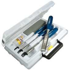 Stanley 5002 Bevel Edge Chisel Set of 4: 6, 12, 18 & 25mm & Oilstone