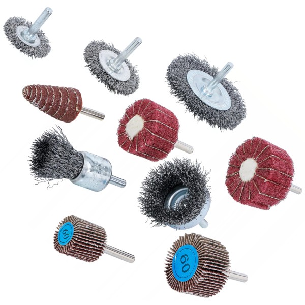 BGS Technic Wire Brush and Abrasive Flap Wheel Set | 10 pcs. BGS Technic Wire Brush and Abrasive Flap Wheel Set | 10 pcs.