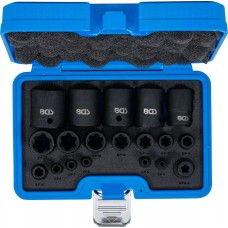 BGS Technic Impact Socket Set | E-Type Plus | 6.3 mm (1/4"), 10 mm (3/8"), 12.5 mm (1/2") Drive | EP4 - EP32 | 19 pcs.