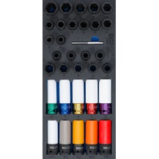 BGS Technic Tool Tray 3/3: Impact Sockets / Impact Protective Sockets and Twist Socket Set (Spiral Profile) | 12.5 mm (1/2") | 33 pcs.