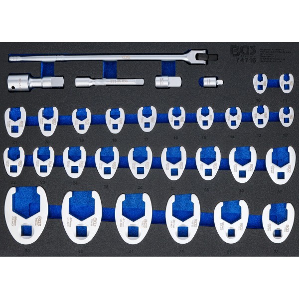 BGS Technic Tool Tray 3/3: Crowfoot Spanner Set | 10 mm (3/8"), 12.5 mm (1/2"), 20 mm (3/4") Drive | 10 - 50 mm | 32 pcs. BGS Technic Tool Tray 3/3: Crowfoot Spanner Set | 10 mm (3/8"), 12.5 mm (1/2"), 20 mm (3/4") Drive | 10 - 50 mm | 32 pcs.
