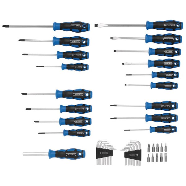 Draper Soft Grip Screwdriver, Hex. Key and Bit Set (44 Piece) (81294) Draper Soft Grip Screwdriver, Hex. Key and Bit Set (44 Piece) (81294)