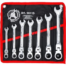 BGS Technic Ratchet Combination Wrench Set | flexible Heads | 8 - 19 mm | 7 pcs.