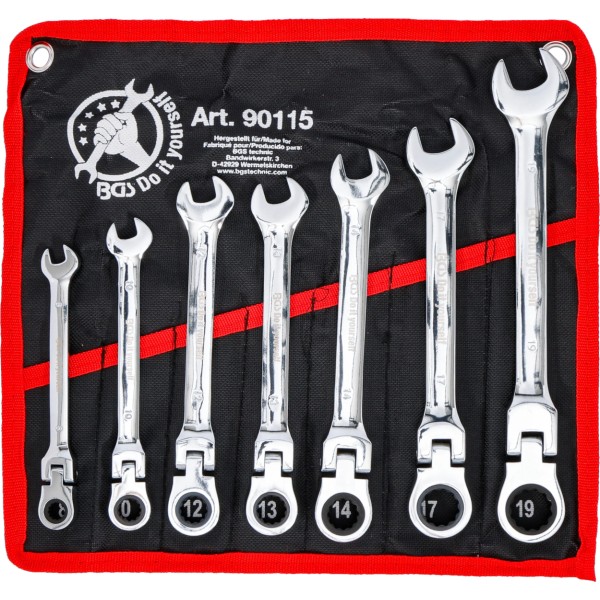 BGS Technic Ratchet Combination Wrench Set | flexible Heads | 8 - 19 mm | 7 pcs. BGS Technic Ratchet Combination Wrench Set | flexible Heads | 8 - 19 mm | 7 pcs.