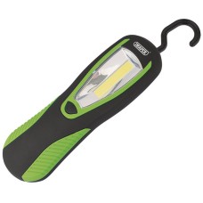 Draper COB LED Work Light with Magnetic Back and Hanging Hook, 3W, 200 Lumens, Green, 3 x AA Batteries Supplied (94520)