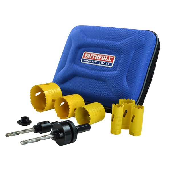 Faithfull Universal Varipitch Holesaw Electrician's Kit, 9 Piece 16-51mm Faithfull Universal Varipitch Holesaw Electrician's Kit, 9 Piece 16-51mm