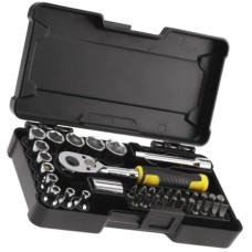STANLEY® 37pc 1/4" Drive Compact Socket Set – Professional Metric Socket & Ratchet Set