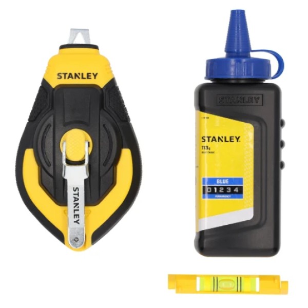 Stanley® 3:1 Chalk Line Kit 30m – Chalk Reel, Blue Chalk & Line Level Set Stanley® 3:1 Chalk Line Kit 30m – Chalk Reel, Blue Chalk & Line Level Set