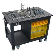 StrongHand® Rhino Cart Mobile Working Station / Welding Table + 66 Piece Fixturing Kit