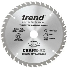 Trend CSB/16540T CraftPro Thin Kerf Saw Blade 165 x 20mm x 40T