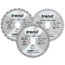 Trend TRECSB190P3 CraftPro Saw Blade 190 x 30mm x 24T/40T/60T (Pack 3)