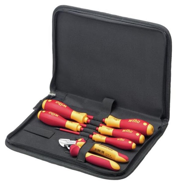 Wiha Electrician Tool Set, 6 Piece Slotted/Phillips & Diagonal Cutters Set Wiha Electrician Tool Set, 6 Piece Slotted/Phillips & Diagonal Cutters Set