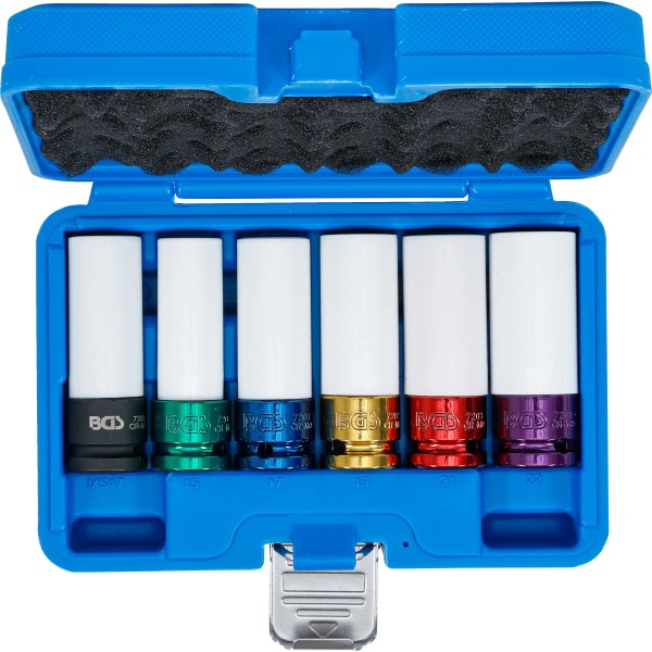 BGS Technic Protective Impact Socket Set | 12.5mm (1/2") Drive | 15 / 17 / 19 / 21 / 22mm / MS17 | 6 PIece BGS Technic Protective Impact Socket Set | 12.5mm (1/2") Drive | 15 / 17 / 19 / 21 / 22mm / MS17 | 6 PIece