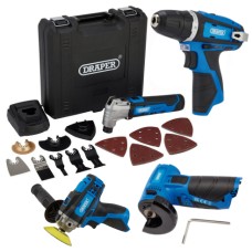 Draper 12V Power Tool Kit – Multi-Tool, Drill, Polisher & Angle Grinder Combo (32790)