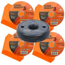 Super Quality 3 Flat 100 x Stainless Steel Cutting Disc 4½" plus FREE BGS Technic Quick Release Nut