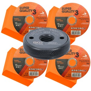 Super Quality 3 Flat 100 x Stainless Steel Cutting Disc 4½" plus FREE BGS Technic Quick Release Nut