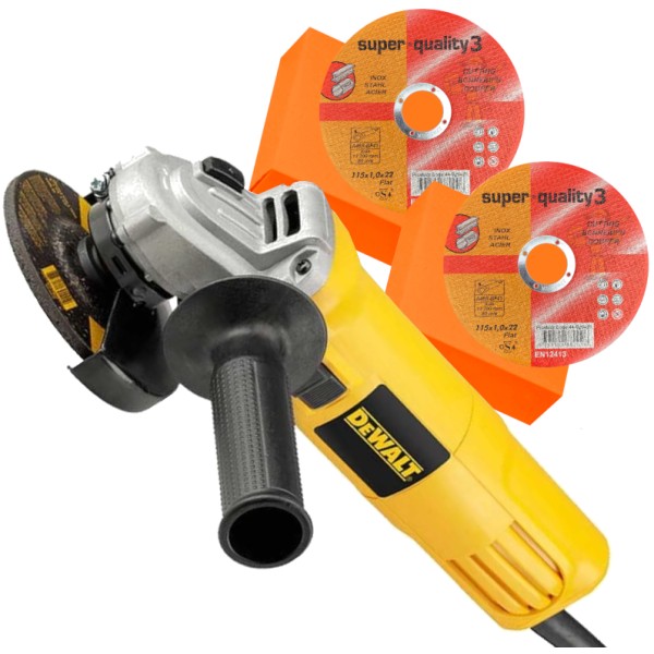 DeWalt 125mm (5") Slide Switch Angle Grinder 950W 240V + 50 x Super Quality 5" INOX Cutting Discs Bundle DeWalt 125mm (5") Slide Switch Angle Grinder 950W 240V + 50 x Super Quality 5" INOX Cutting Discs Bundle