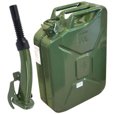 TALATools 20L Green Steel Fuel Jerry Can with Green Steel Fuel Can Spout Bundle