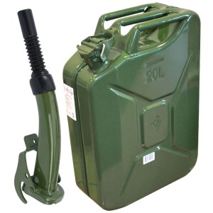 TALATools 20L Green Steel Fuel Jerry Can with Green Steel Fuel Can Spout Bundle