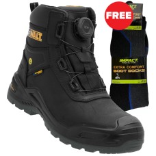 DeWalt LANDER BOA® 'Fit System' Premium Safety Boots, Black + FREE 3 Pack Work Socks!