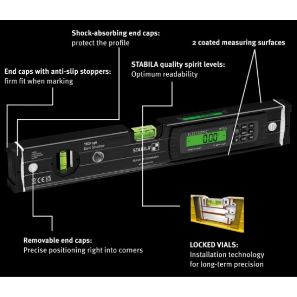 Stabila TECH Dark Shadow Digital Spirit Level 40cm Stabila TECH Dark Shadow Digital Spirit Level 40cm