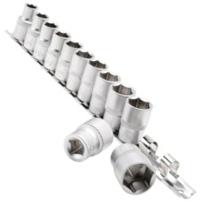 Draper Socket Set on Metal Rail, 1/2" Sq. Dr. (12 Piece) (16402)