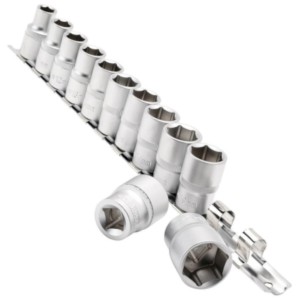 Draper Socket Set on Metal Rail, 1/2" Sq. Dr. (12 Piece) (16402)