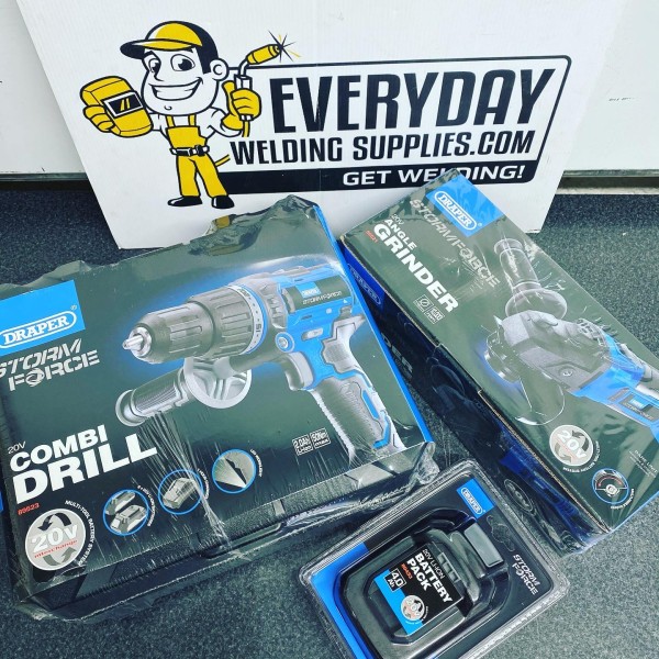 Draper Storm Force® 20v Combi Drill & 4½" Angle Grinder Bundle (3 Batteries) Draper Storm Force® 20v Combi Drill & 4½" Angle Grinder Bundle (3 Batteries)