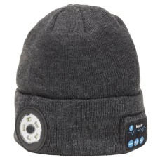 Draper Smart Wireless Rechargeable Beanie with LED Head Torch and USB Charging Cable, Grey, One Size (28351)