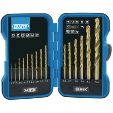 Draper Titanium Nitride Coated HSS Drill Bit Set (15 Piece)