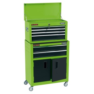 Draper 24" Combined Roller Cabinet And Tool Chest (6 Drawer) - GREEN