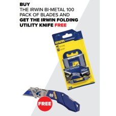 Irwin Tools BUY ONE Bi-Metal Trapezoid Knife Blades (Pack 100) And GET ONE Irwin Folding Utility Knife FREE!