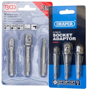 BGS Technic / Draper 6 Piece SDS & Socket Adaptor Bundle TWIN PACK