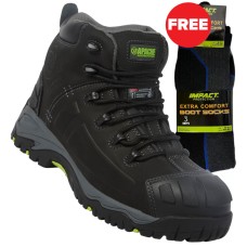 Apache MERCURY 'Heat Resistant' BLACK Waterproof Boot + FREE 3 Pack Work Socks!