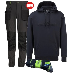 Apache YELLOWKNIFE 4 Way Stretch Trouser + Portwest Navy Hoodie + 3 Pack Socks Bundle Apache YELLOWKNIFE 4 Way Stretch Trouser + Portwest Navy Hoodie + 3 Pack Socks Bundle