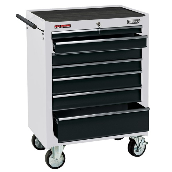 Draper Roller Tool Cabinet, 7 Drawer, 26", White (35744) Draper Roller Tool Cabinet, 7 Drawer, 26", White (35744)