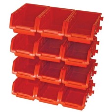 Faithfull 12 Plastic Storage Bins with Wall Mounting Rails