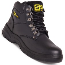 Sterling Steel 6 Eye Black Leather Safety Hiker Boot