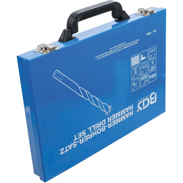 BGS Technic Hammer Drill Set | SDS Shaft | Carbide Tipped | 4 - 12 mm | 56 Piece BGS Technic Hammer Drill Set | SDS Shaft | Carbide Tipped | 4 - 12 mm | 56 Piece