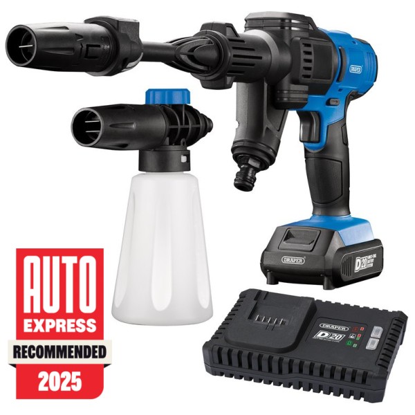 Draper D20 20V Cordless Pressure Washer Kit, 1 x 2.0Ah Battery, 1 x Fast Charger (97533) Draper D20 20V Cordless Pressure Washer Kit, 1 x 2.0Ah Battery, 1 x Fast Charger (97533)