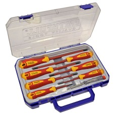 Faithfull VDE Soft Grip Screwdriver Set of 8 (Case) SL/PZ/PH/Tester