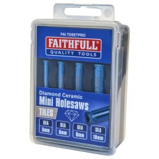 Faithfull Diamond Ceramic Mini Holesaw Set, 4 Piece