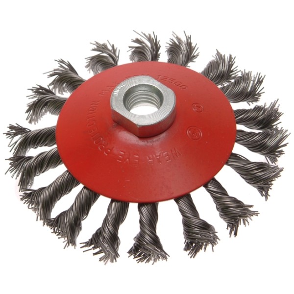 Faithfull Conical Wire Brush 115mm M14 Bore 2 0.50mm Wire Faithfull Conical Wire Brush 115mm M14 Bore 2 0.50mm Wire