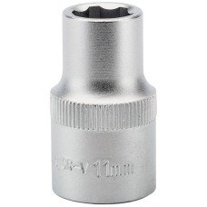 Draper EXPERT 11mm 1/2" Square Drive Hi-Torq® Satin Chrome 6 Point Socket