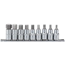 Draper EXPERT 1/2" Sq. Dr. 55mm Long Metric Hexagonal Socket Bit Set (9 Piece)