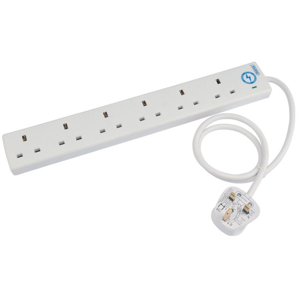 Draper 6 Way 0.75 Metre Surge Protected Extension Lead Draper 6 Way 0.75 Metre Surge Protected Extension Lead