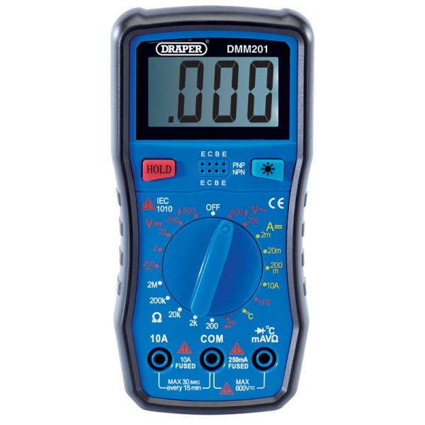 Draper Manual-Ranging Digital Multimeter - 1 x Test Leads, 1 x Temp Probe, 1 x Case Draper Manual-Ranging Digital Multimeter - 1 x Test Leads, 1 x Temp Probe, 1 x Case