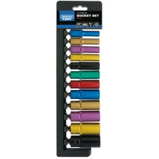 Draper Expert Metric Coloured Deep Socket Set, 3/8" Sq. Dr. (12 Piece) (50197)